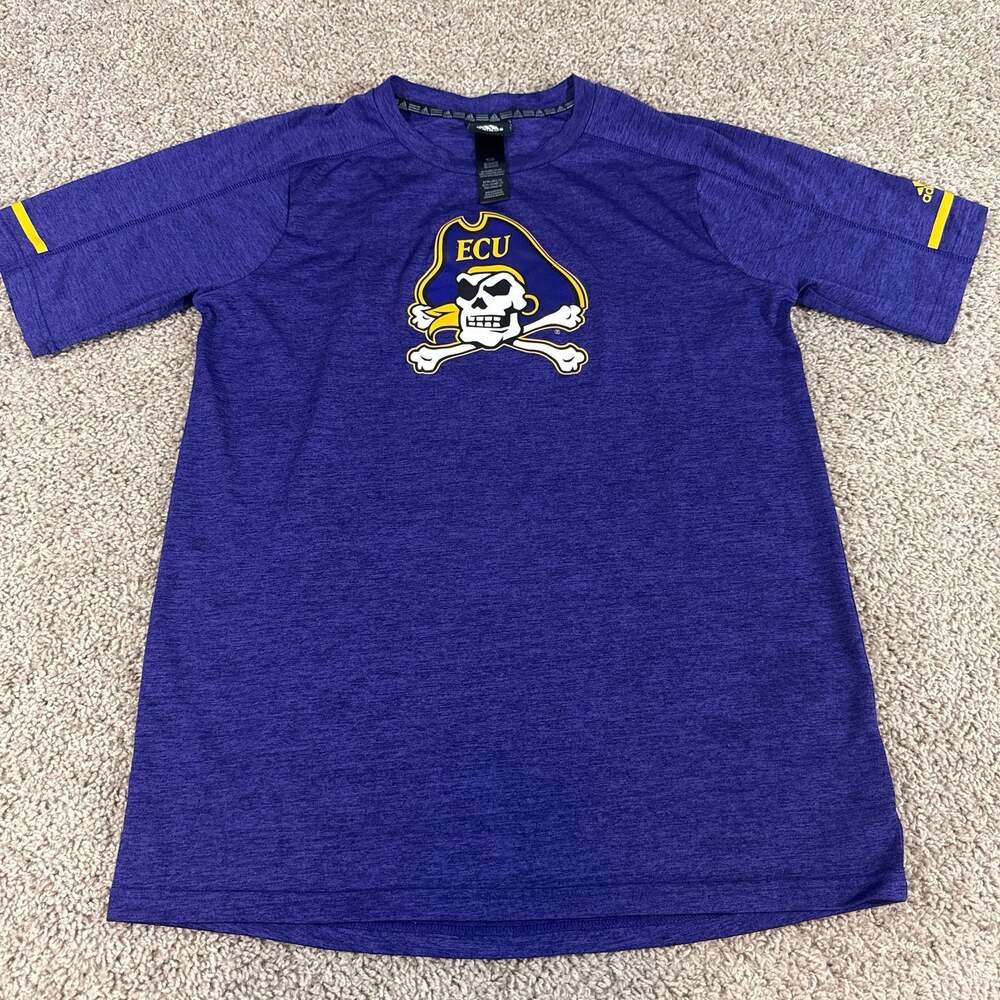 Adidas ECU Pirates Climalite Shirt Youth XL Purple East Carolina Football Tee